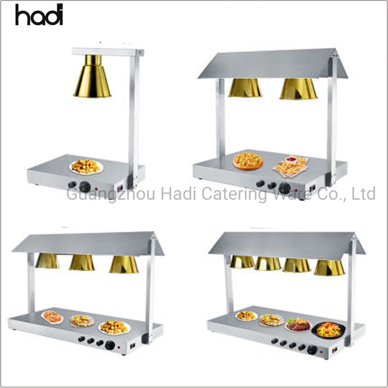 Equipment for Restaurant Keep Meat Halogen Hot Food Warming Insulation Hheater Luxury Golden Bulbs Buffet Station Carving Light Food Warmer with Lamp