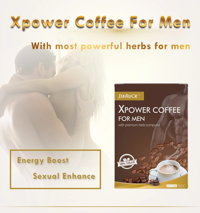 Jieruck Organic Natural Herbal Maca Epimedium Tongkat Ali Energy Enhance Strong Xpower Coffee for Men